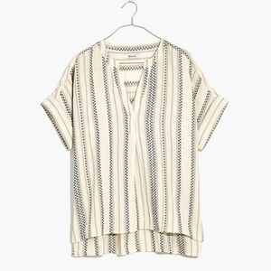 Madewell Cream and Black Striped Blouse